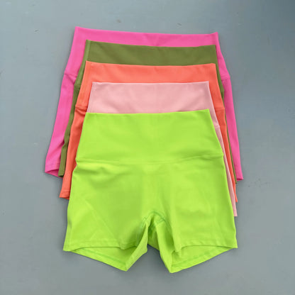 Solid Color Tight Soft Women Fitness Sport Short High Waist Yoga Short Legging Squatting Proof Comprehensive Training Athletic
