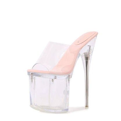Fashion Crystal Car Model Nightclub Princess Extra Slim Heels Waterproof Platform Hatred Sky High Transparent Super High Sandals