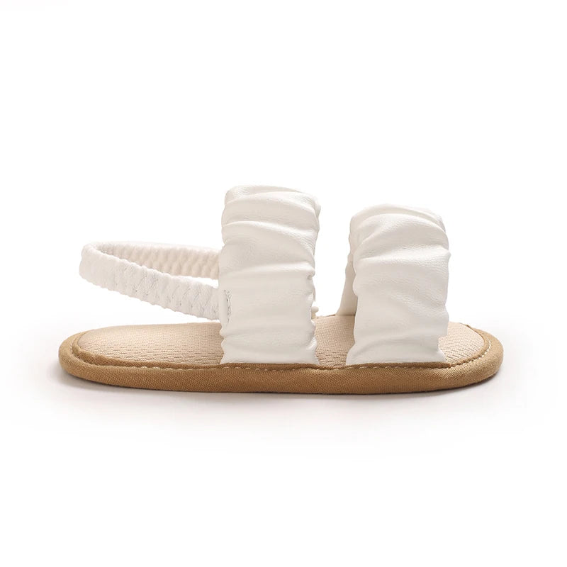 Baby Learning Walk Shoes, Unisex Summer Flat Infant Sandals, Soft Beach Wedding Crib Footwear for Newborns 0-1 Year