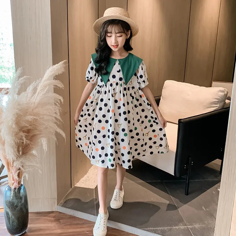 Cotton Princess Dress with Stylish Floral Print Sets for Children Luxury Girls Tweens Clothing Clothes 10 12 Years Children's 11