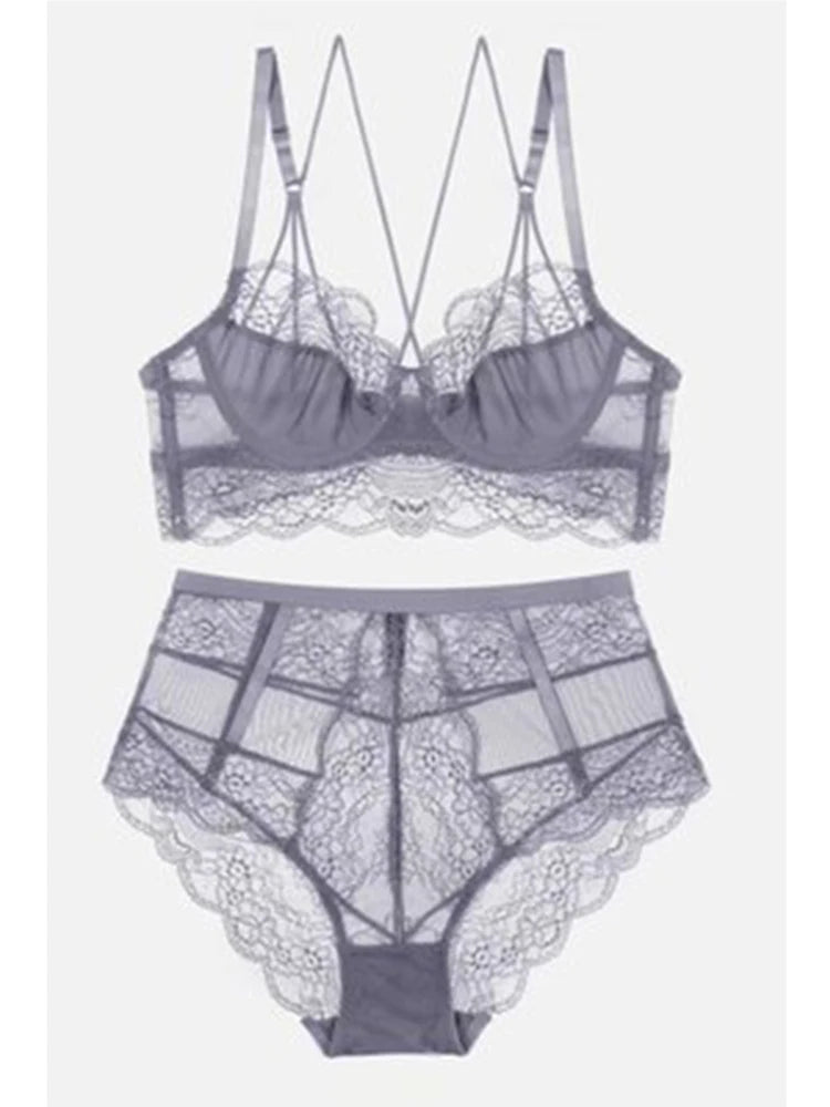 Classic Bandage Pink Bra Set Lingerie Push Up Brassiere Lace Underwear Set Sexy High-Waist Panties For Women underwear