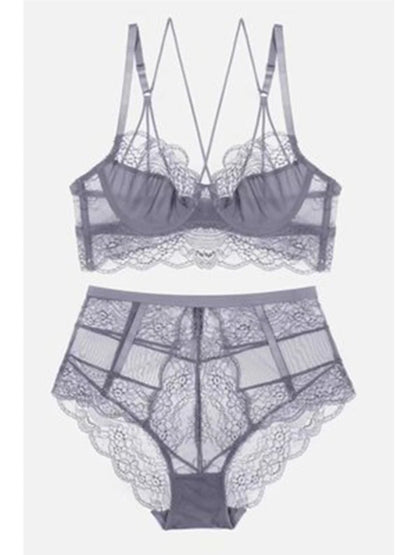 Classic Bandage Pink Bra Set Lingerie Push Up Brassiere Lace Underwear Set Sexy High-Waist Panties For Women underwear