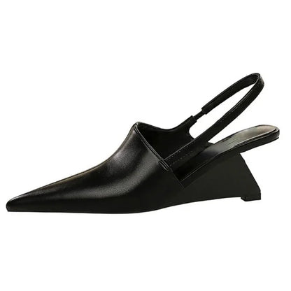 Wedge Strange Style High Heels Women Sexy Pointy Toe Backstrap Sandals Covered Head Design Party Dress Mules Shoes Women Pumps