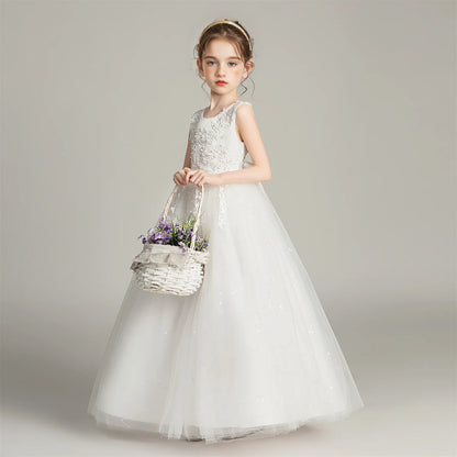 BX683 Kids Dresses For Girls Lace Dress Gown Princess Clothes Children Formal Evening Party Flower Girls Wedding Vestidois