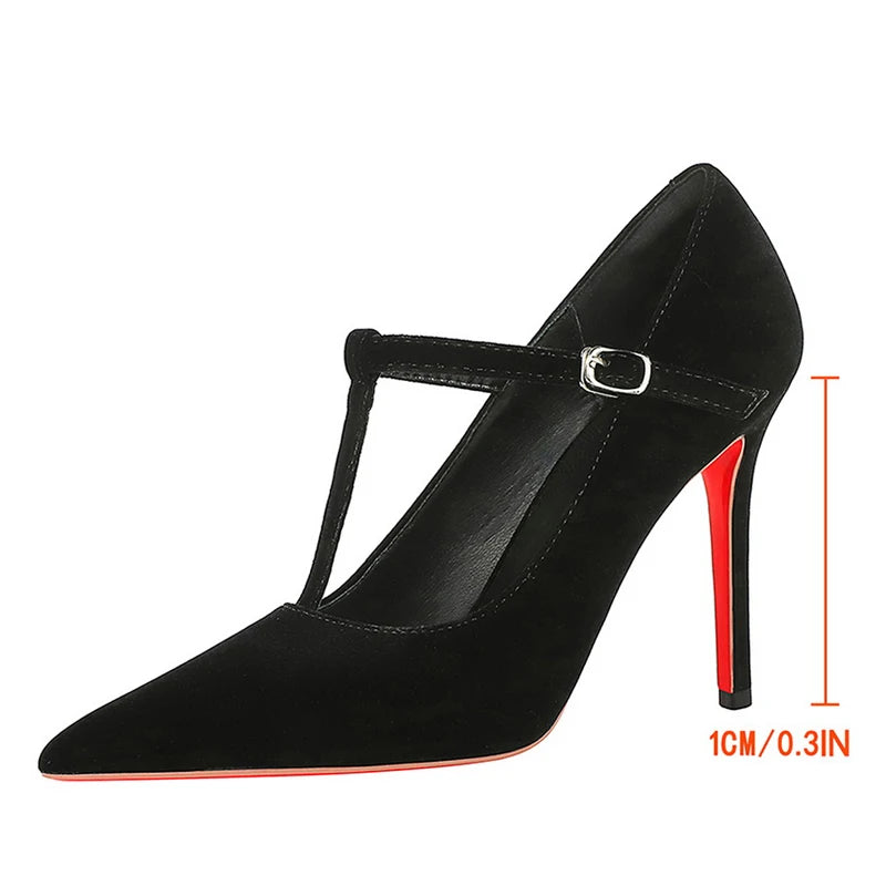 BIGTREE Shoes Sexy Women Pumps Suede High Heels 10 CM Stilettos Buckle Fashion Party Shoes Pointed Women Heels Ladies Shoes 2026
