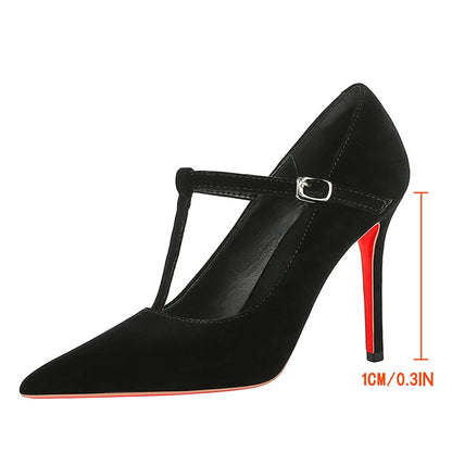 BIGTREE Shoes Sexy Women Pumps Suede High Heels 10 CM Stilettos Buckle Fashion Party Shoes Pointed Women Heels Ladies Shoes 2026