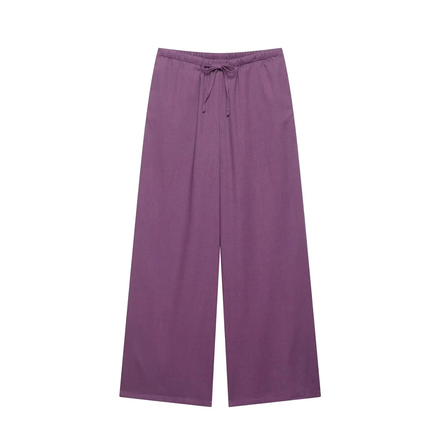 HH 2025 Spring Women Fashion Linen Suits New Solid Cardigan Kimono Top + Versatile Outerwear Female Wide Leg Long Pant