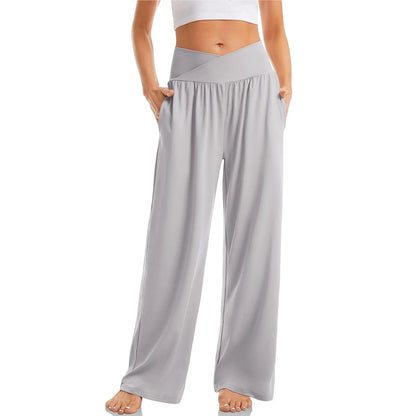 Women Cotton Linen Pants Summer Autumn Fashion Elastic Waist Loose Straight Pants Female Casual SolidColor Ankle-length Trousers