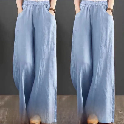 High Waist Wide Leg Pants Women's Casual Loose Cotton Linen Spring Summer Long Trousers Large Size Comfortable Drapey Style