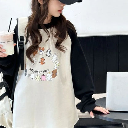 Cartoon Elementary Girl Spring Autumn Clothes T-shirt Teen Teenage Wear Children's Clothing From 8 To 12 Years Girls 11 Old Top
