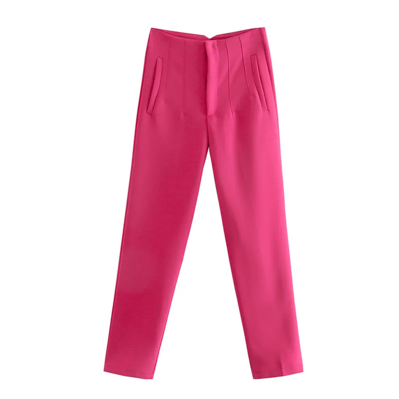 Hot Sale Women Summer Thin Casual Cropped Pants Stretchy Temperament Pleated Slimming Capris Ankle Length High Waisted Trousers