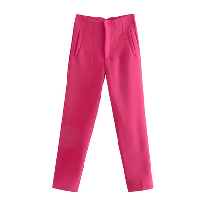 Hot Sale Women Summer Thin Casual Cropped Pants Stretchy Temperament Pleated Slimming Capris Ankle Length High Waisted Trousers