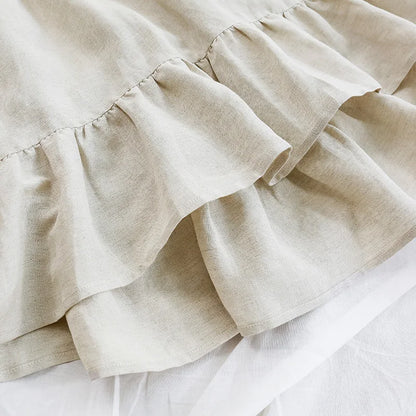 Girls' Linen Princess Dress 2026 Autumn New Children O-neck Long-Sleeve Ruffle Viscose And Linen Dresses Baby Kids Clothing TZ64
