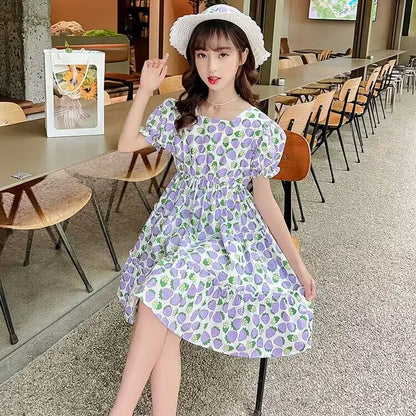 Summer Strawberry Princess Dress Romper for Girls Girls' Clothes Women's Children's Elegant Kids 8 10 Years Child Girl 12 7 9 6