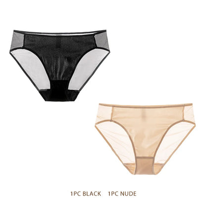 SuyaDream Women Panties 100% Natural silk Lining Meshes Briefs Underwear Health Underpants 2023 New Everyday wear Intimates