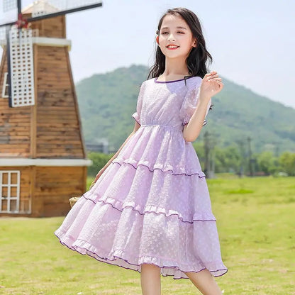 Chiffon Princess Dress Children's Elegant Girl Girls Fashion Clothes Little Girl's From 10 14 Years Old Summer Dresses 8 Child 7