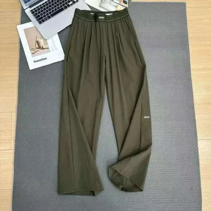 2026 Summer Casual Black Pants Loose Thin Elasticity High Waist Wide Leg Pants Women Quick-dry Breathable Sweatpants Women