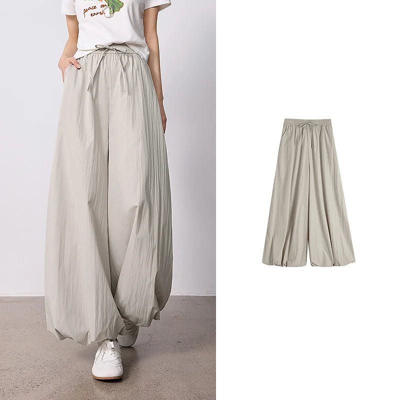 TOYOUTH Women's Wrinkle-Resistant Wide Leg Pants 2026 Summer New Straight Cut Bud Trousers, Travel Friendly