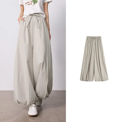 TOYOUTH Women's Wrinkle-Resistant Wide Leg Pants 2026 Summer New Straight Cut Bud Trousers, Travel Friendly