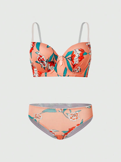 Hot Selling High-quality Multi-color Lingerie 2-piece set For Women's Underwear Beautiful Print Push Up Bra Beach party bikini