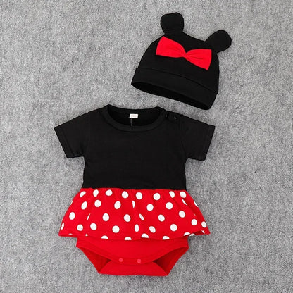 Summer Cotton Mickey Minnie Baby Rompers Cartoon 2pcs Jumpsuit Triangle Climbing Suit Skirt Two-piece Suit