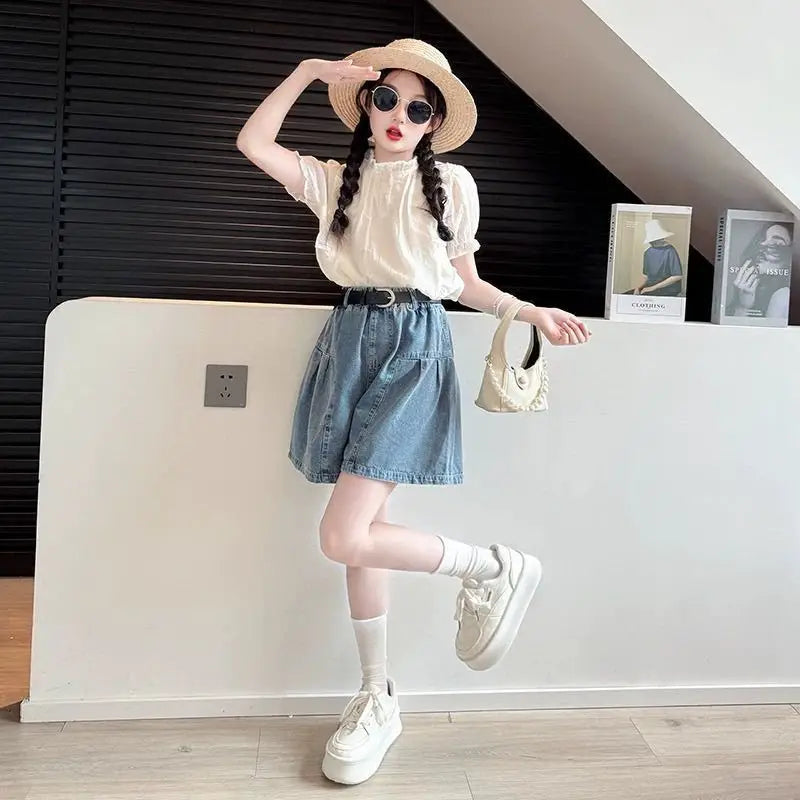 Elementary Girl Summer Clothes Girls Outfit Sets Clothing 4 7 Years Cartoon Children's Fashion Child Set Korean Kids 8 Boutique
