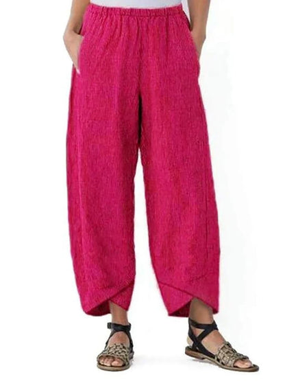 Vintage Cotton and Linen Loose Harem Pants Casual High Waist Wide Leg Trousers Women Harajuku Printed Baggy Pants Oversized