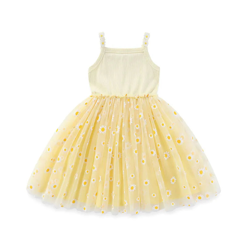 MILANCEL Korean Style Girls' Summer Dress 0-4Y Cute Baby Children's Little Daisy Suspender Mesh Dress Kid's Clothing
