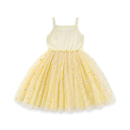 MILANCEL Korean Style Girls' Summer Dress 0-4Y Cute Baby Children's Little Daisy Suspender Mesh Dress Kid's Clothing