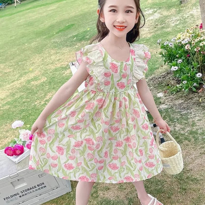 Flutter Sleeve Dress for Little Girls Summer Dress Girl Party Clothes 7 8 Years Year Old Luxury Dresses 10 12 Tweens Clothing 6