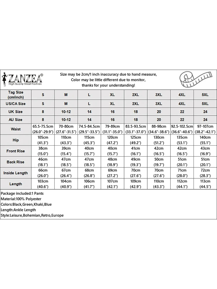 ZANZEA Stylish Women's Wide Leg Pants Elegant High Waist Loose Solid Color Trousers 2025 Autumn Commuting Streetwear S-3XL