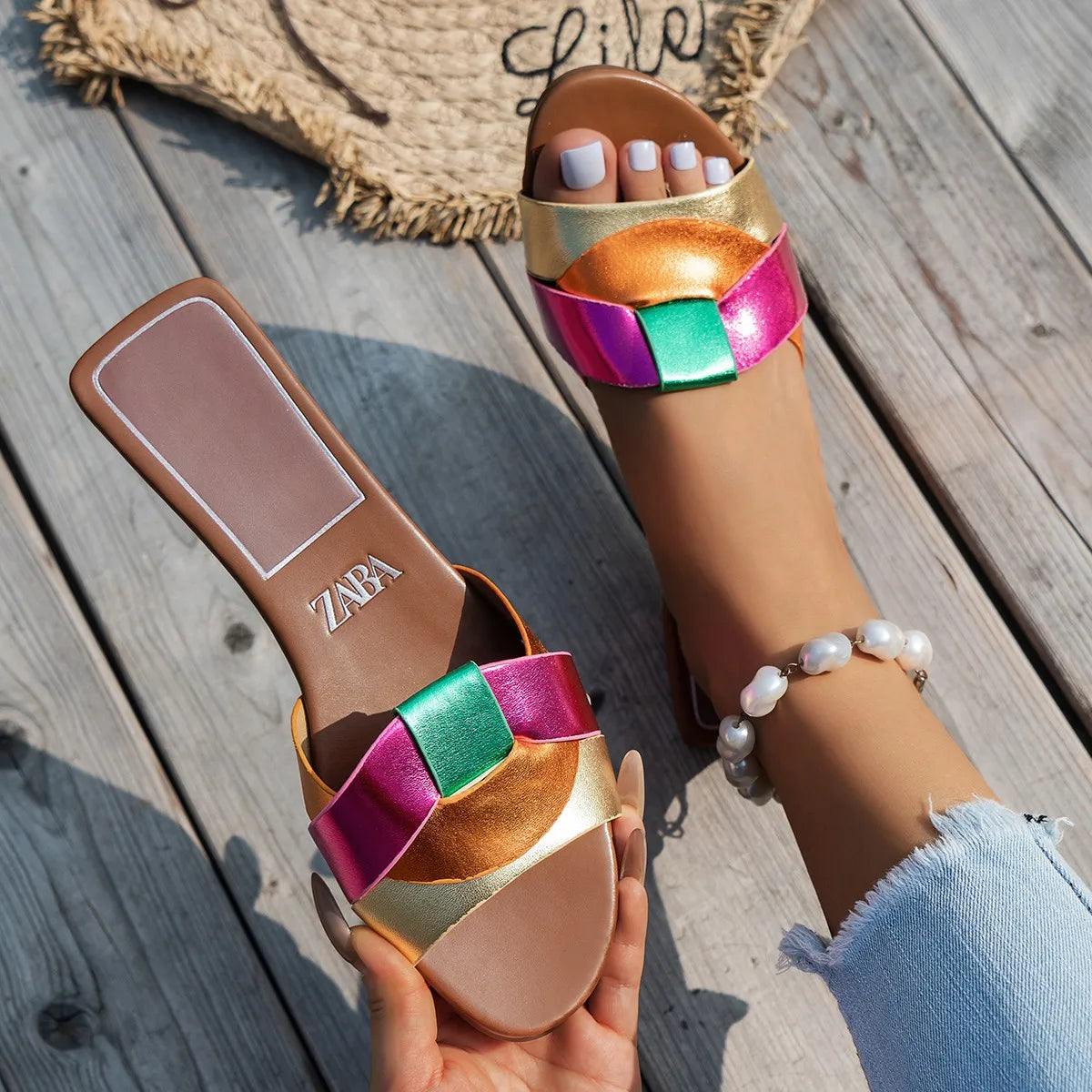 Summer Women Slippers Fashion Outdoor Casual Breathable Flat T-shape Soft Comfortable Heels Shoes Open Toe Sandals Slides Women