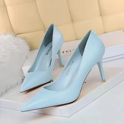 BIGTREE Shoes Women Pumps Pu Leather High-heeled Shoes Fashion Wedding Shoes Stiletto Heels Sexy Party Shoes Large Size 42 43