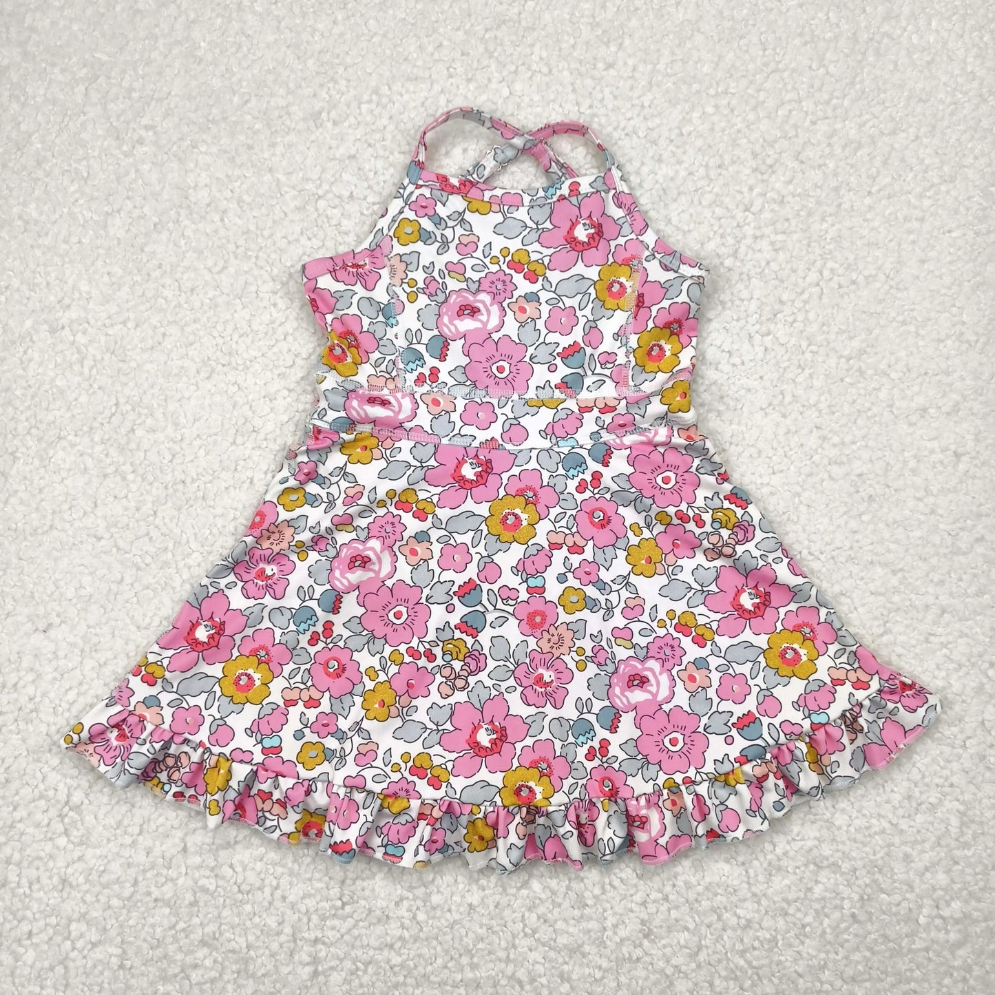 Best Selling Baby Girls Lavender Strap Colorful Skorts Shorts Yoga Sportswear Knee Length Dresses Toddler Kids Children Clothes