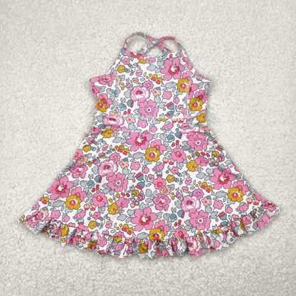 Best Selling Baby Girls Lavender Strap Colorful Skorts Shorts Yoga Sportswear Knee Length Dresses Toddler Kids Children Clothes