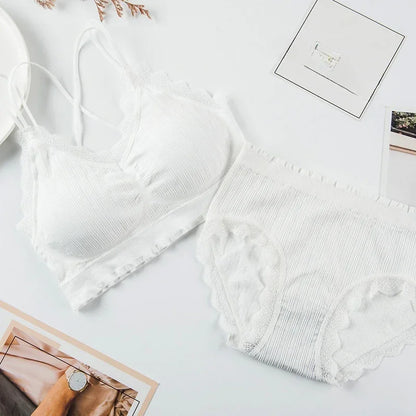 Sexy Seamless Tops Set High Waist Panties Women Wireless Underwear Suit Soft Padded Bras Set Backless Bralette Lingerie