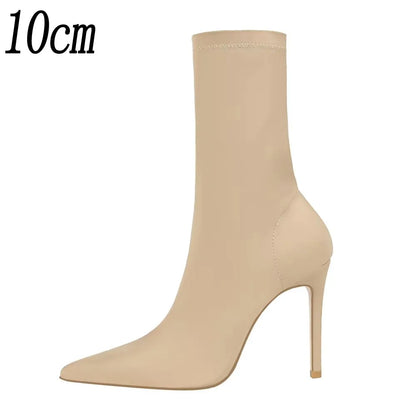 2026 New Socks Boots Fashion Ankle Boots For Women Boots Balck Pointed Toe Elastic Heels Shoes Fetish Autumn Winter Female Shoes
