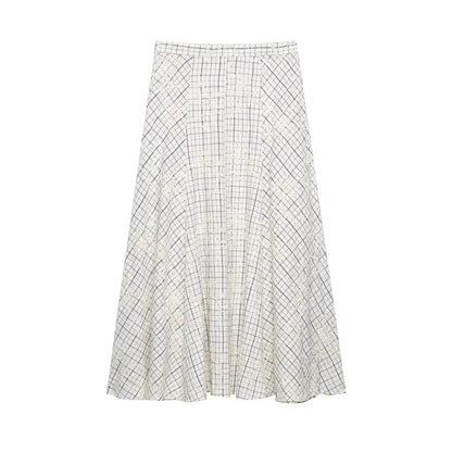 TFAFXY 2026 Summer Bow Plaid Embroidered Blouse Women Sets A-line Midi Long Skirt Suits Y2K