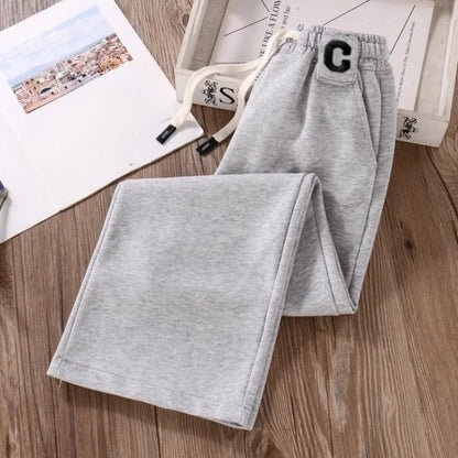 Fleece Lined Thermal Pants for Kids 5-12 Years Winter Outdoor Casual Thickened Sportswear Pants with Elastic Waistband