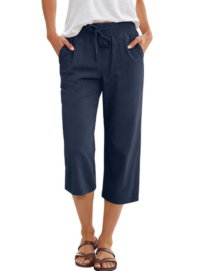 Quick Dry Capri Pants Womens Summer Hiking Cargo Pants 2 Pockets Waterproof Sun UV Protection Knee Length Shorts