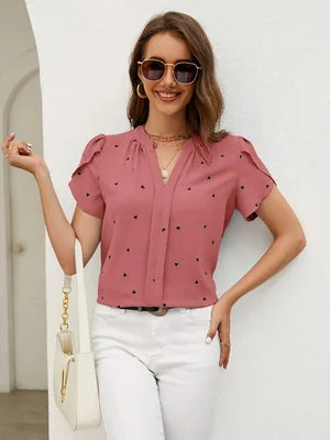 Summer Ladies Fashion Unique Small Heart Shirt Trendy Casual Top for Women