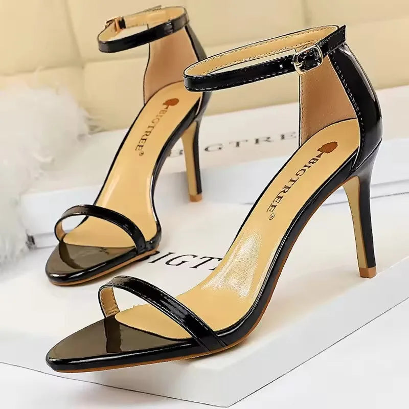 BIGTREE Shoes Women 8 Cm 11 Cm Heels Sandals Summer Women Sandals Fashion Kitten Heels Stilettos Patent Leather High Heels 2026