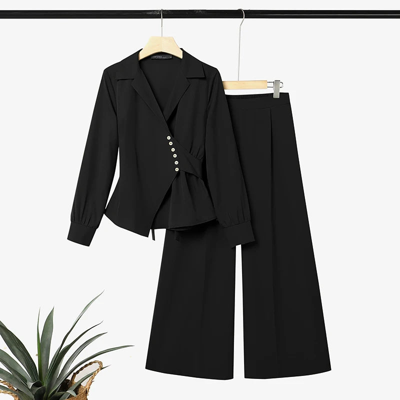 ZANZEA Casual Long Sleeve Tops Trousers Suit Autumn Outfits Office Women 2 Piece Sets Fashion OL Work Pants Sets Solid Tracksuit
