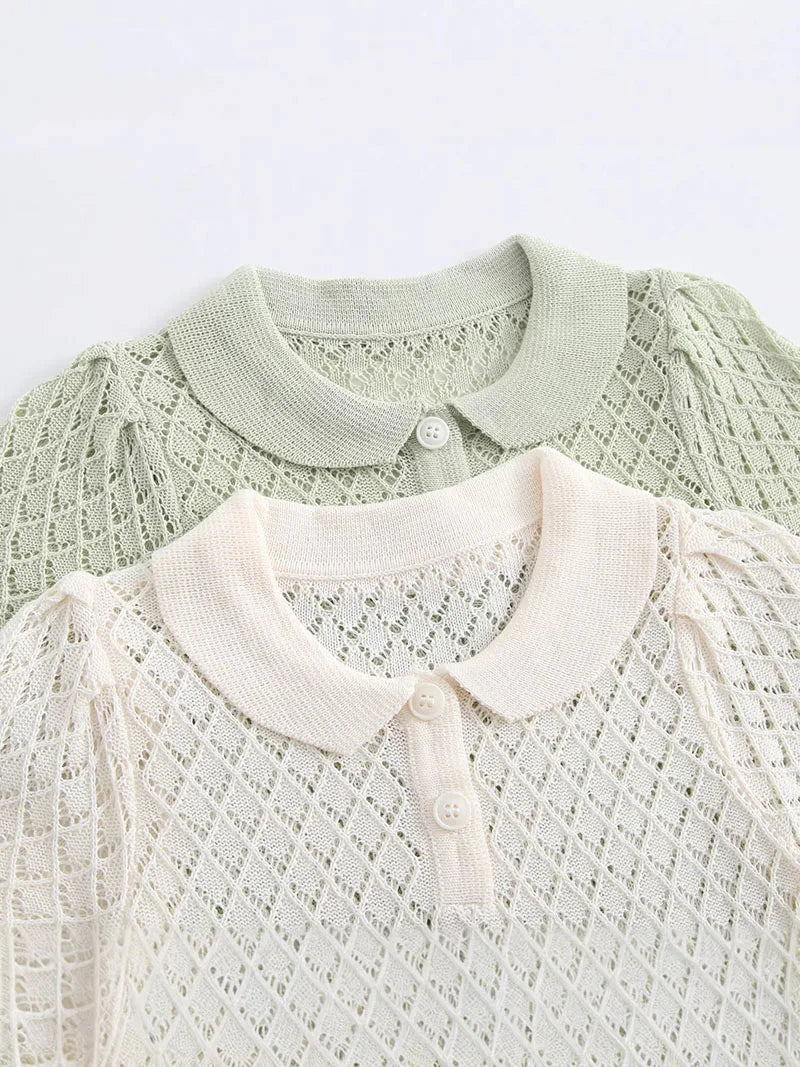MILANCEL Summer Baby Dress 9M-4T Hollow-out Diamond Pattern Baby Girls Knit Dress Sweet Thin Ventilate Childre Clothes