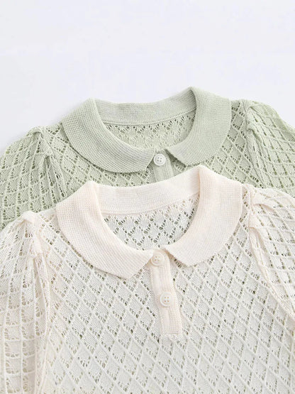 MILANCEL Summer Baby Dress 9M-4T Hollow-out Diamond Pattern Baby Girls Knit Dress Sweet Thin Ventilate Childre Clothes