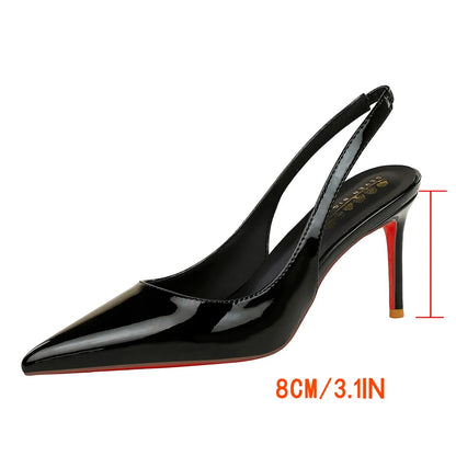 Large Size 43 Women Pumps Pointed High Heels Patent Leather Women Heels 8 cm Stiletto Sexy Party Shoes Summer Heeled Sandals