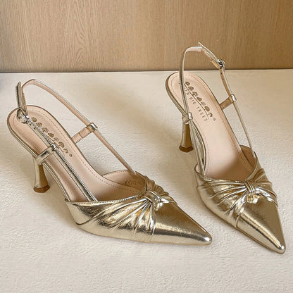 BIGTREE Shoes New Bowknot High Heels Pointed Tip Women Pumps Summer High-Heeled Sandals Women Shoes Buckle Stiletto Heels 9 Cm
