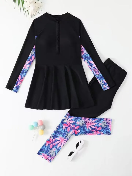 2026 Girls Swimsuit Kids Swimwear Female Long Sleeve Beach Dress & Pants Children's Bathers Bathing Swimming Swim Suit Beachwear
