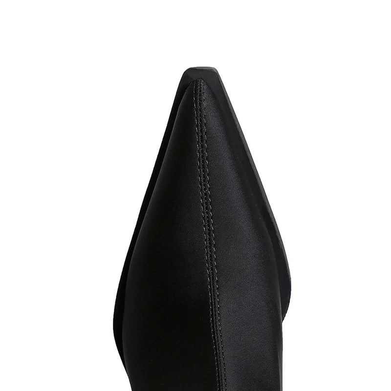 BIGTREE Shoes Women Sexy Over The Knee Boots Pointed Top Stretch Boots Thick Heel High Boots Black Long Boots Autumn Winter Shoe