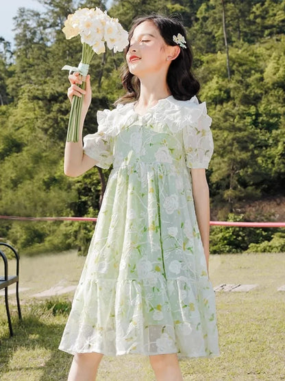 Princess Dress Little Girl Floral Dress 3-year-old Clothes Girls Casual Dresses 11 12 Years Cotton Linen From 10 Fashion Costume